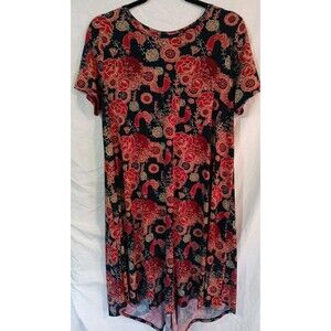 LuLaRoe Carly High Low Dress Navy/Pinks Womens SM- VIBRANT POCKET Shortsleeve